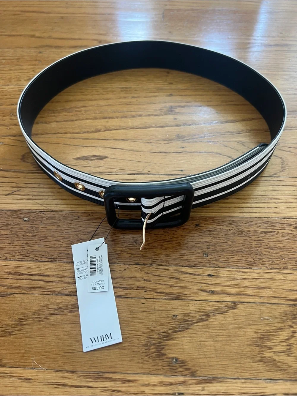 NWT White House Black Market Striped Black & White Belt